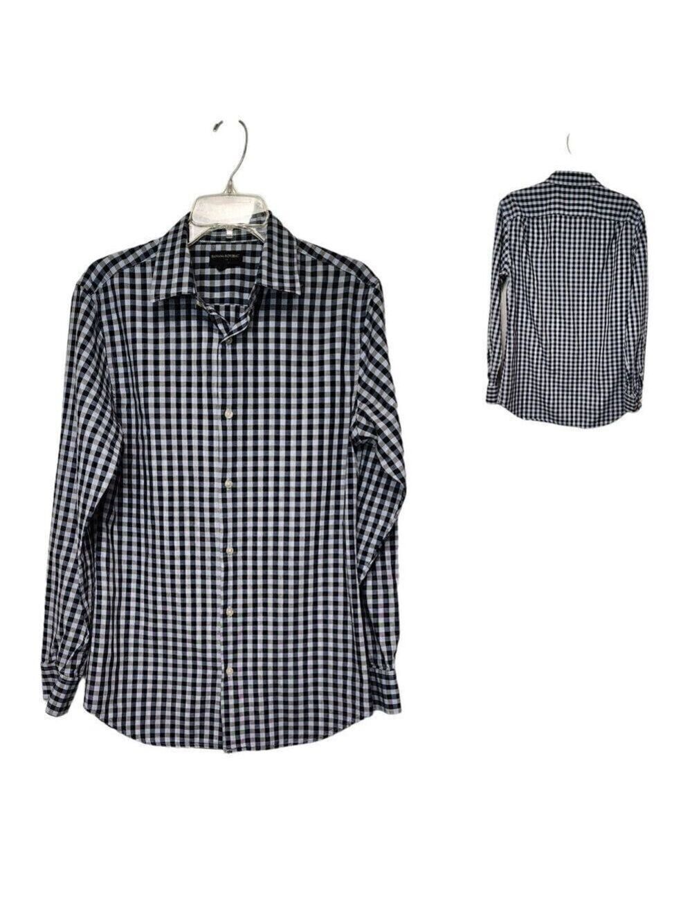 Banana Republic Mens Tailored Shirt Slim Fit Plaid Dress Shirt Medium 15-15.5